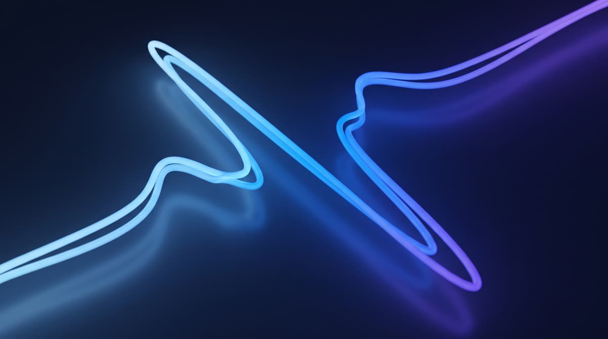 Abstract cool blue and purple gradient waves representing a heart rhythm pattern